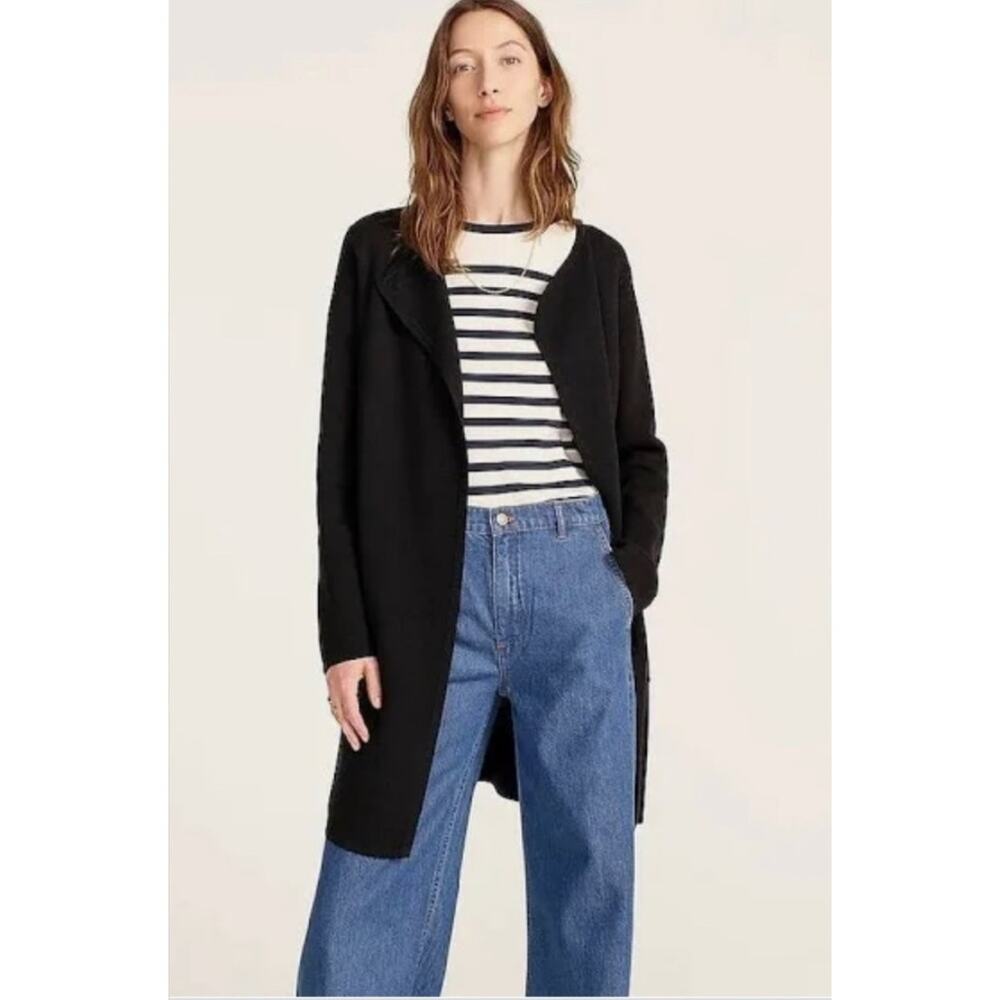 J. Crew Juliette Collarless Sweater Blazer Black J6339 Size M - Picture 2 of 13